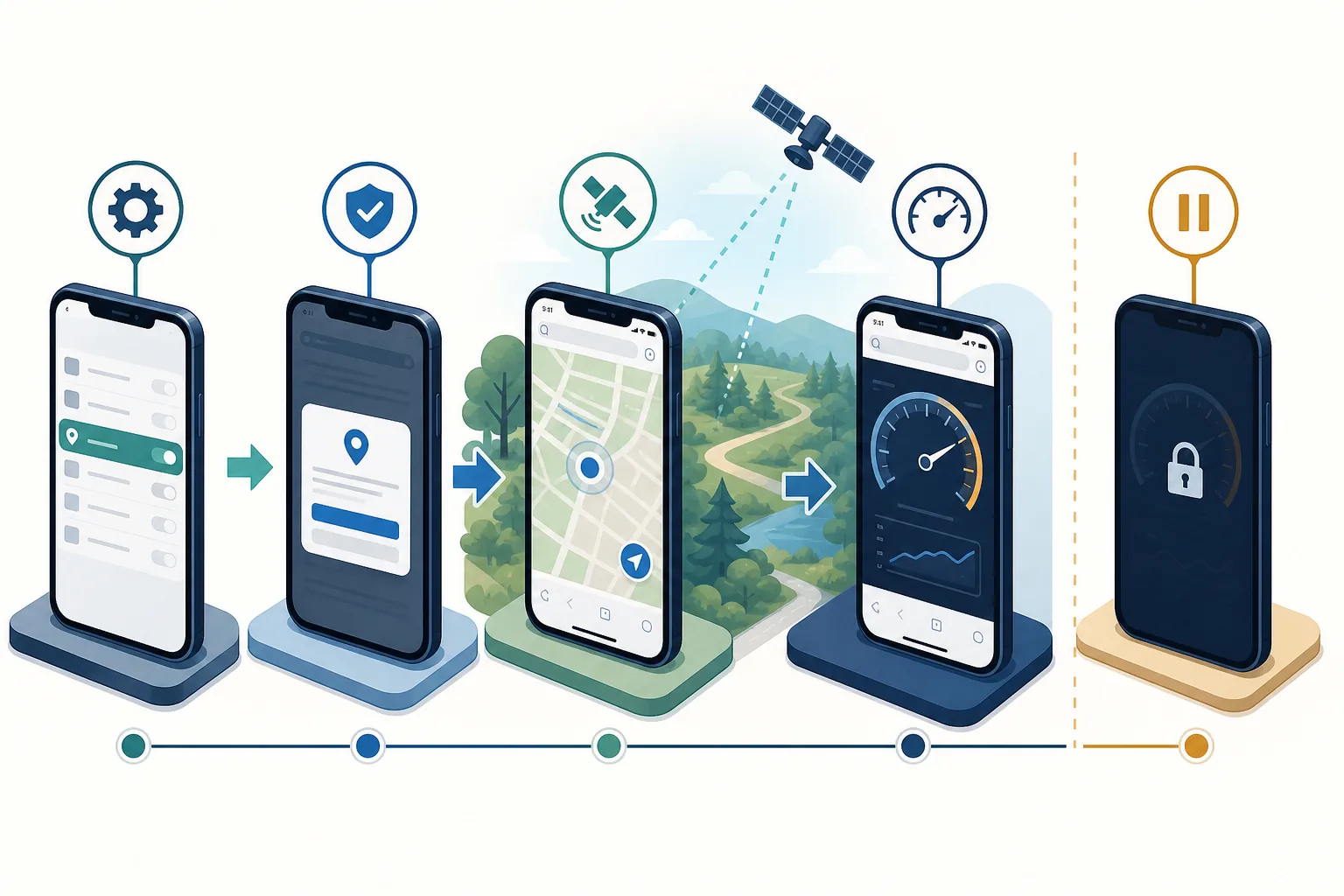 iPhone con el navegador preparado para una prueba de velocidad GPS en parado